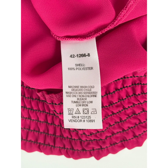 90s Frilly Ruffle Blouse Fuchsia Pink Top SIZE 16 Crepe Whimsicore Flowy Fairy - Picture 10 of 10